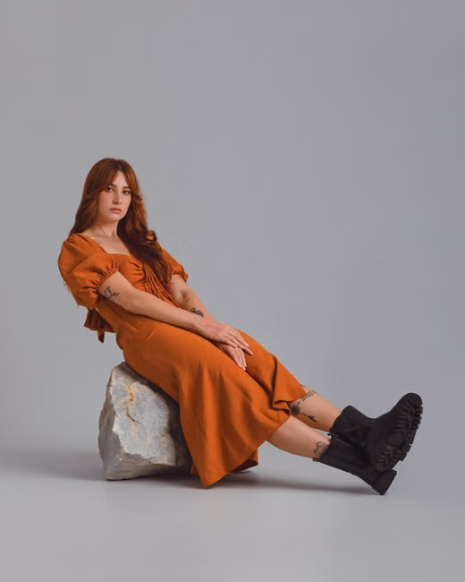 Vestido Midi Canelado